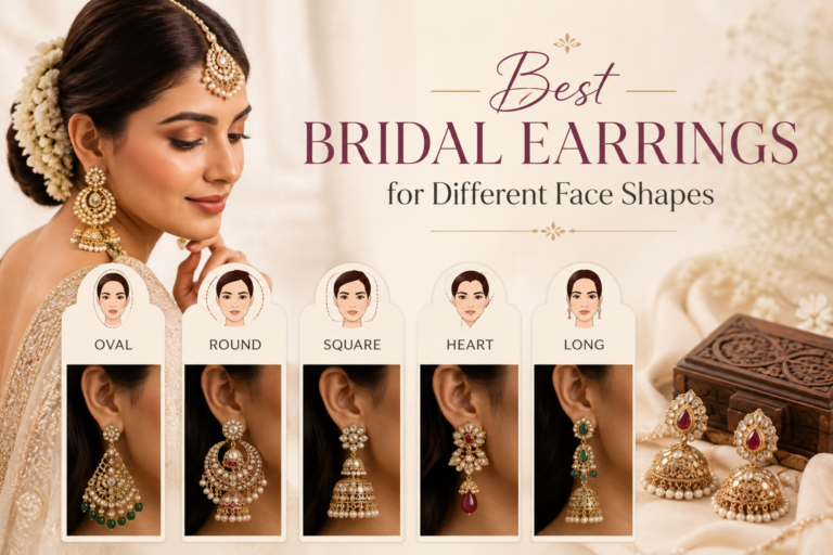 Bride wearing elegant drop earrings for her wedding day